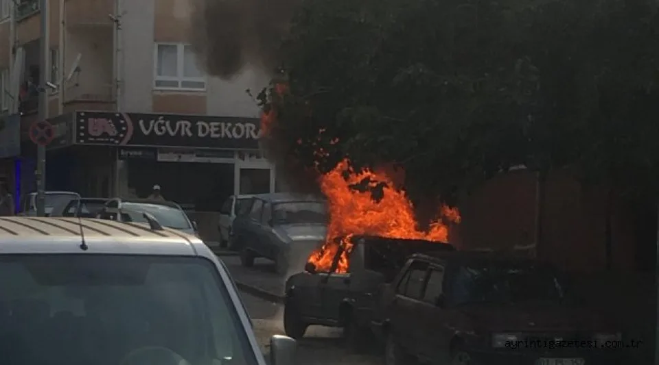 YANAN ARAÇ HURDAYA DÖNDÜ