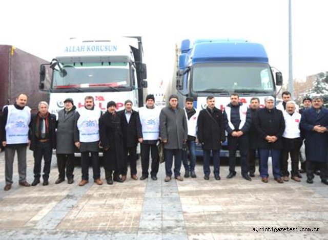 Haleplilere 3 tır yardım malzemesi gönderildi
