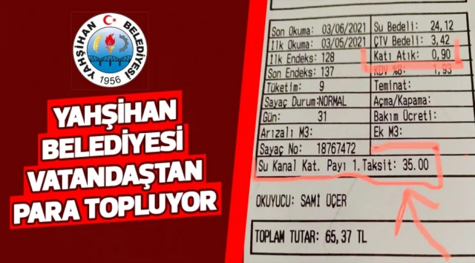 Yahşihan Belediyesi vatandaştan para topluyor